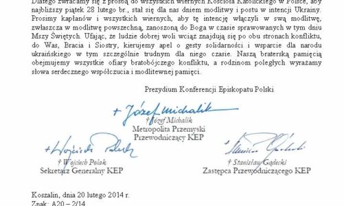 Dzień modlitwy i postu w intencji Ukrainy