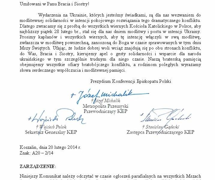 Dzień modlitwy i postu w intencji Ukrainy